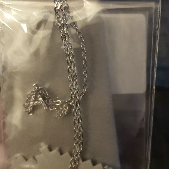 Turandoss Sideways A Initial Necklace In Silver 14K White Gold Plated Copper - Picture 6 of 6